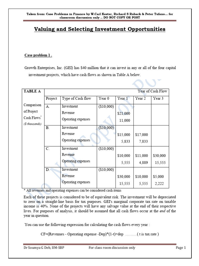 Growth Enterprises - Minicase - Kester Ruback Tufano - For Tutorial 1 ...
