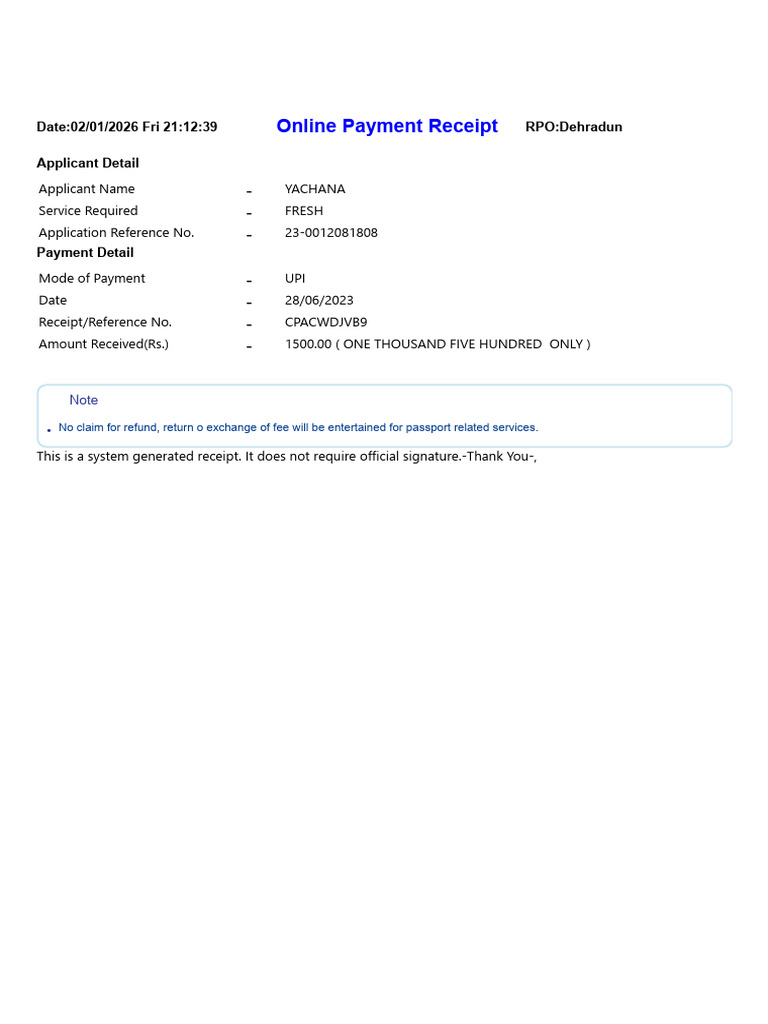 Payment Receipt | PDF