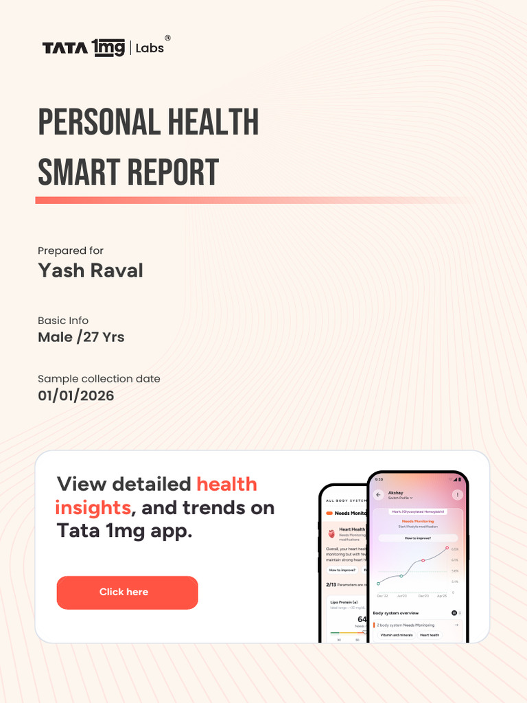 Personal Health Smart Report: Yash Raval | PDF | High Density ...
