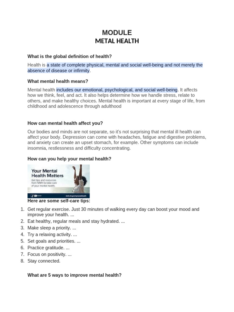 Mental Health | PDF | Mental Health | Mental Disorder