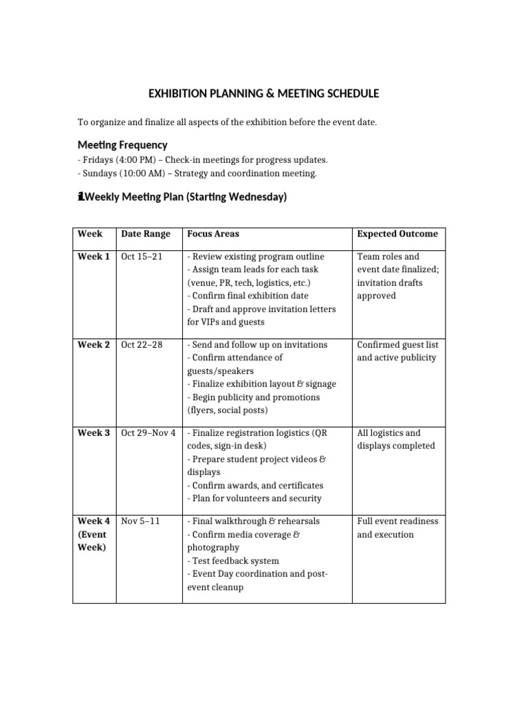 Exhibition Planning Schedule | PDF