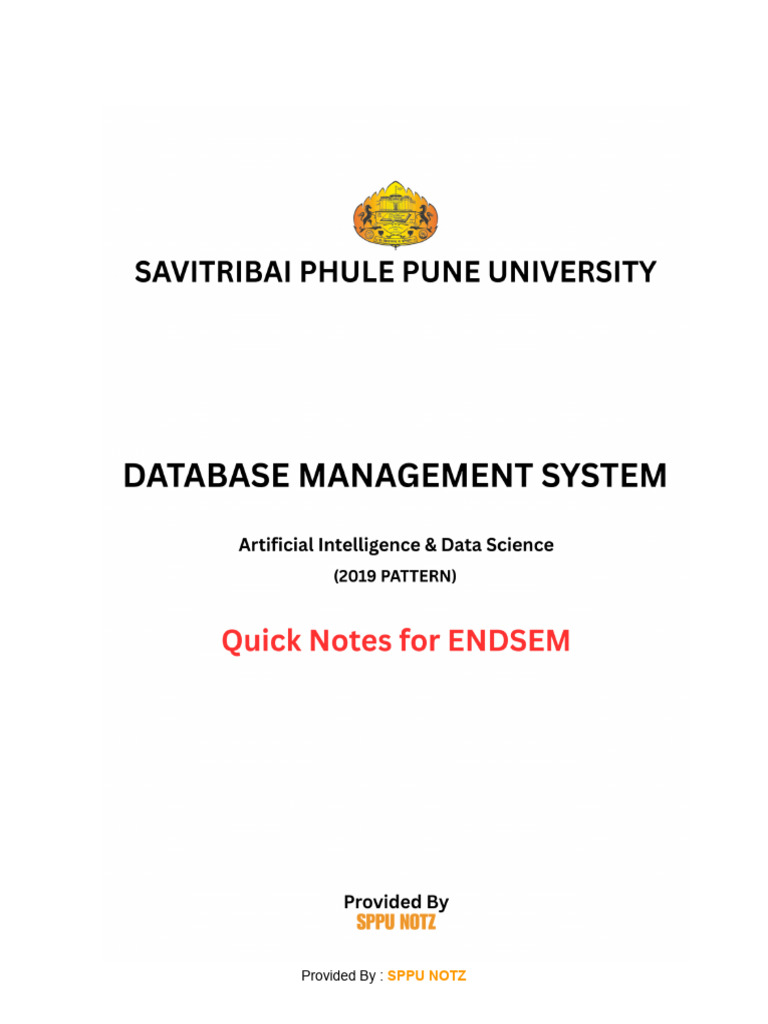 Data Base Management System (TE AI&DS SPPU) Quick Notes | PDF | No Sql ...
