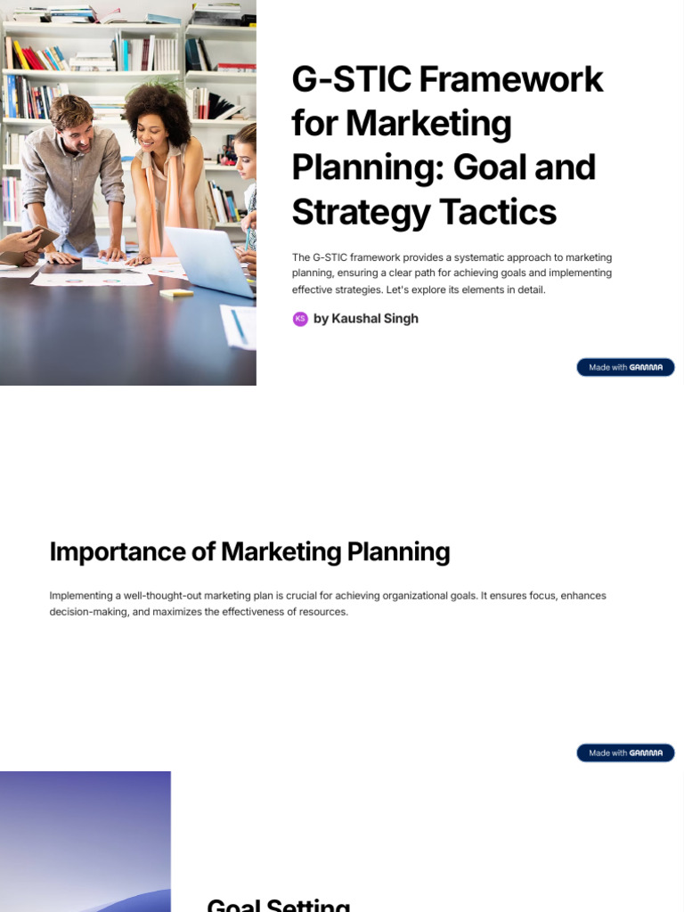G STIC Framework For Marketing Planning Goal and Strategy Tactics | PDF ...