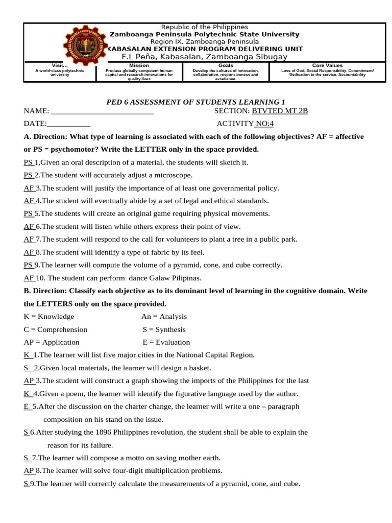 Unknow PED 6 Activity 4 | PDF | Learning | Cognition