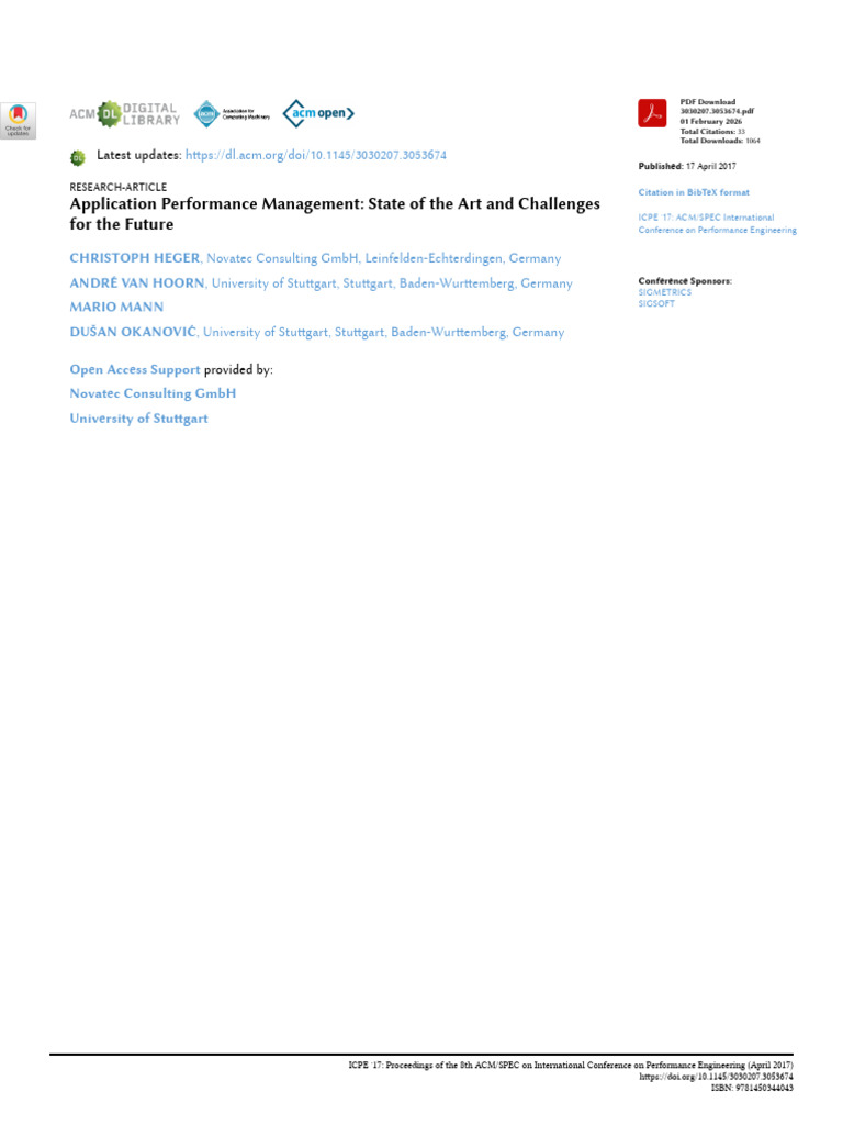 Application Performance Management State of the Art and Challenges for ...
