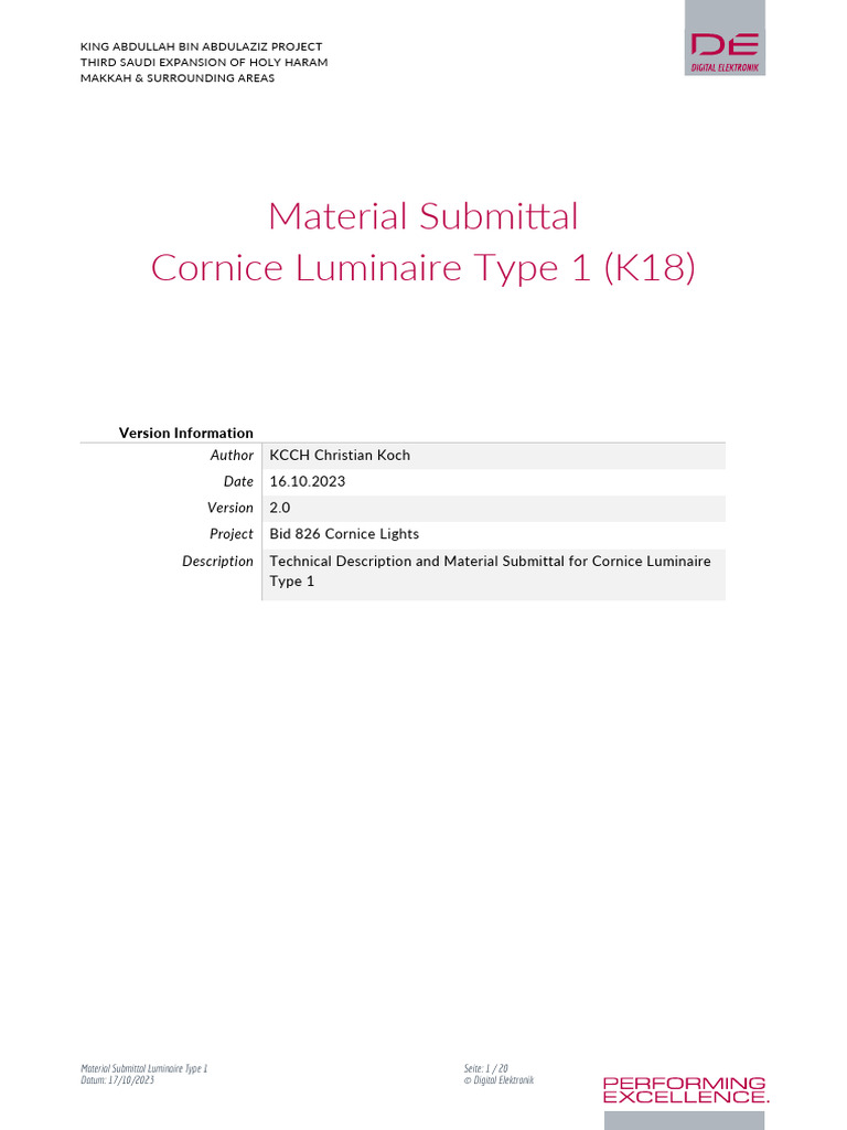 Material Submittal Luminaire Type 1 | PDF | Abdullah Of Saudi Arabia ...
