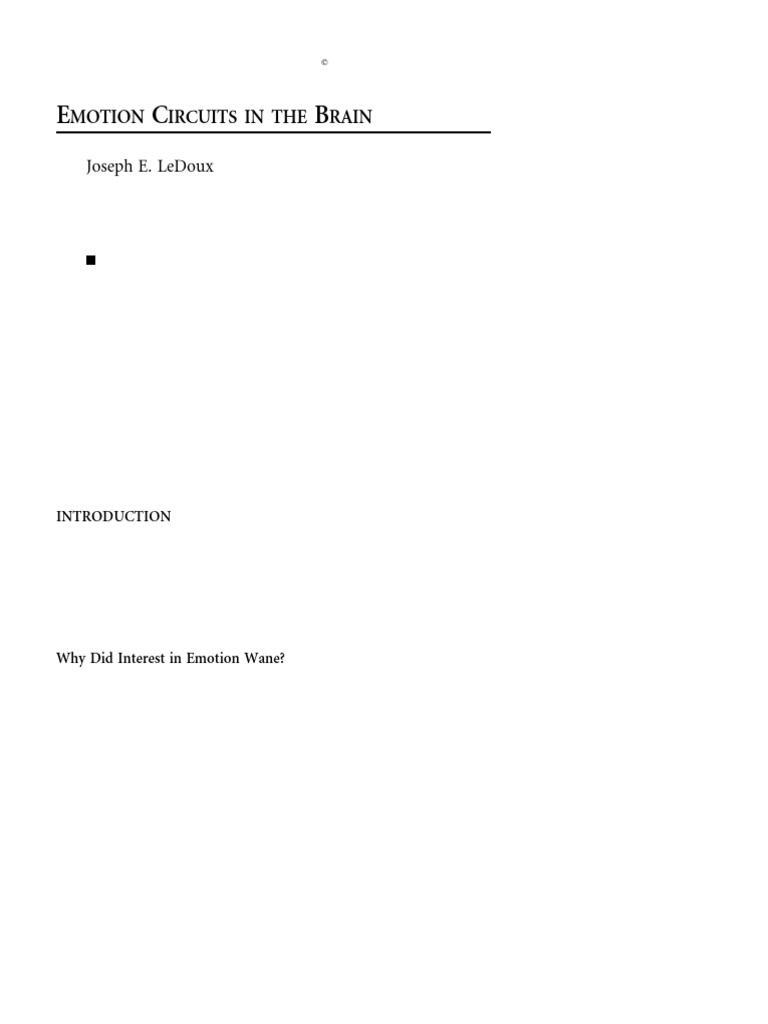 EMOTION CIRCUITS IN THE BRAIN_ledoux | PDF | Synaptic Plasticity | Long ...