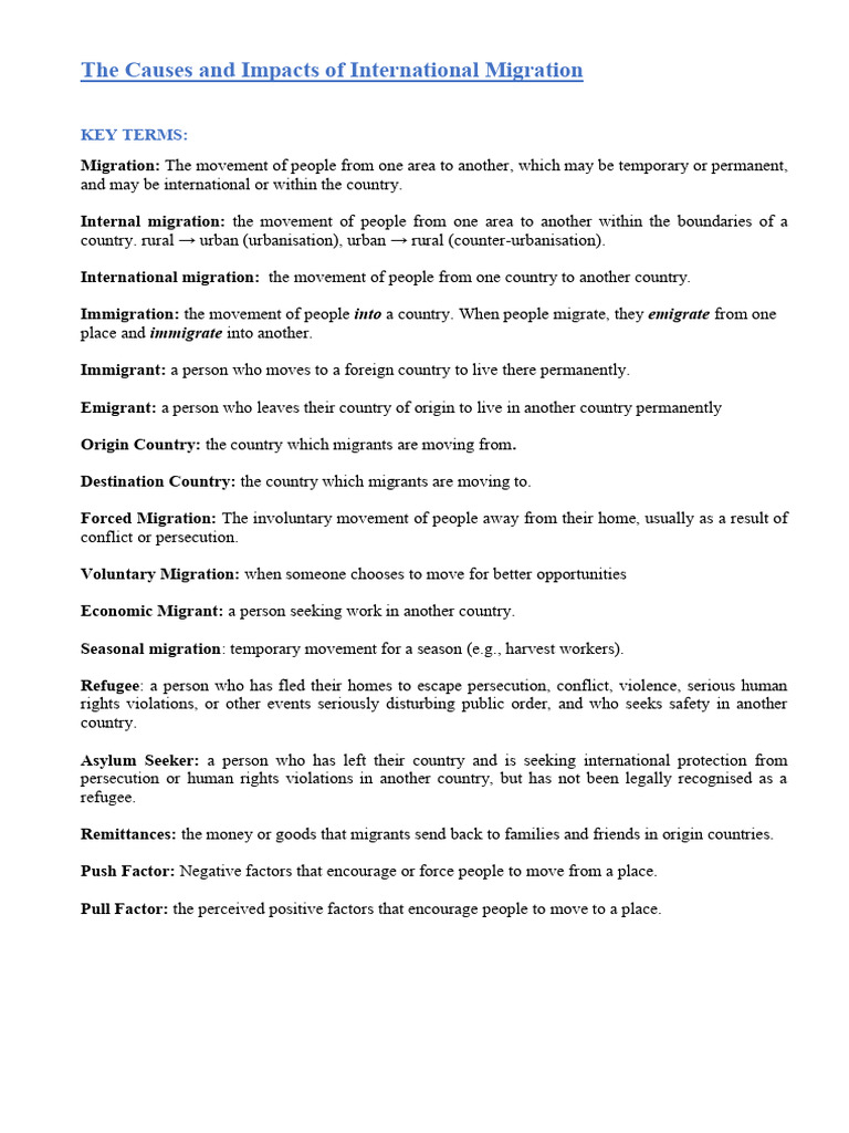 Changing Population PT 4 Migration | PDF | Human Migration | Immigration
