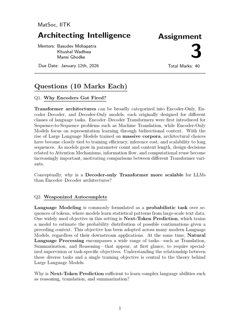 ASSIGNMENT 3 (Architecting Intelligence) (1) | PDF | Applied ...