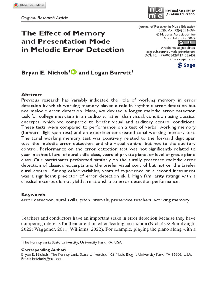 Nichols Barrett 2024 The Effect of Memory and Presentation Mode in ...