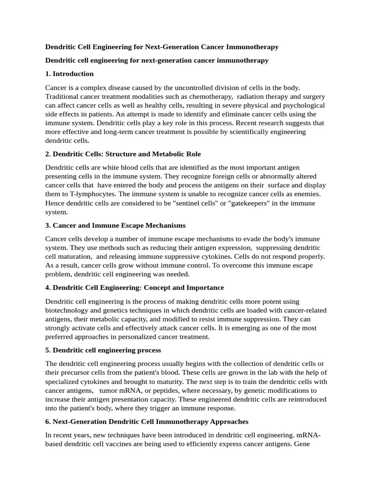 Dendritic Cell Engineering 2 | PDF | Immunotherapy | Dendritic Cell
