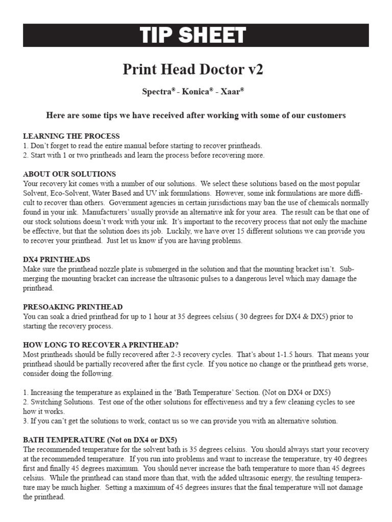 Tip Sheet Spectra Konica Xaar | PDF | Electrical Connector
