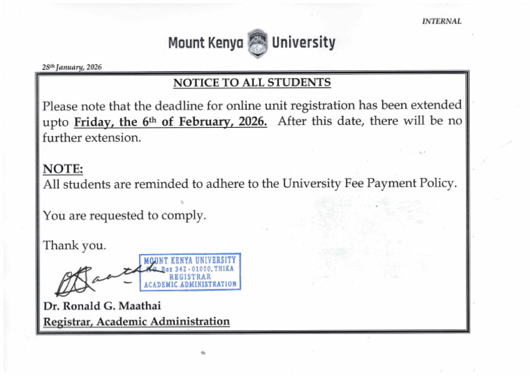 Notice to All Students - Deadline for Unit Registration._rotated | PDF