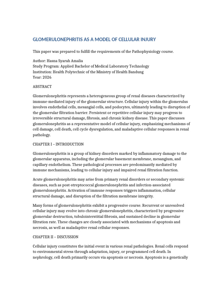 Glomerulonephritis Cell Injury English | PDF | Medical Specialties | Kidney