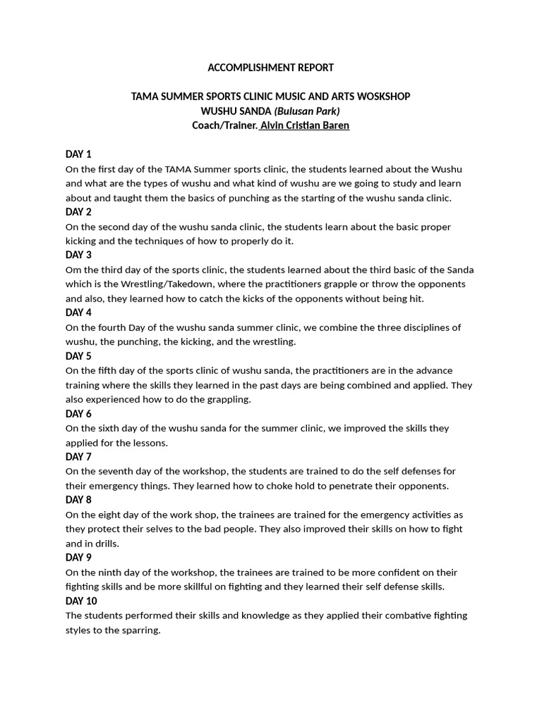Accomplishment Report Alvin | PDF