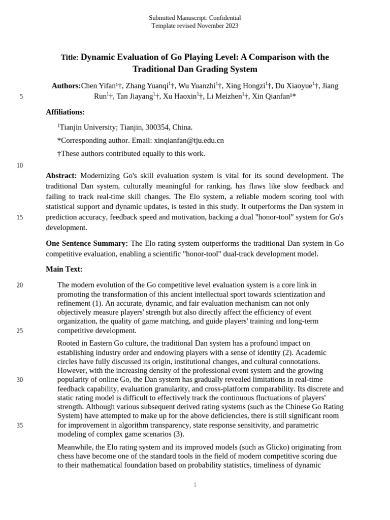 Dynamic Evaluation of Go Playing Level A Comparison With The ...
