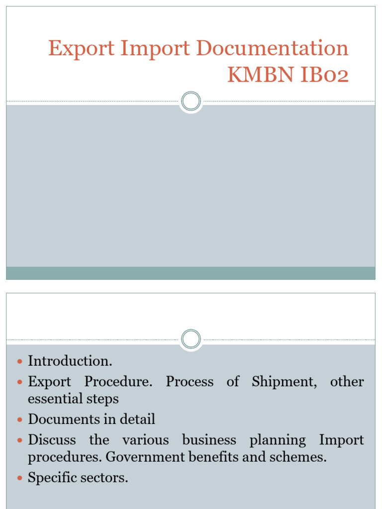 Export Import Documentation KMBN Ib02 | PDF