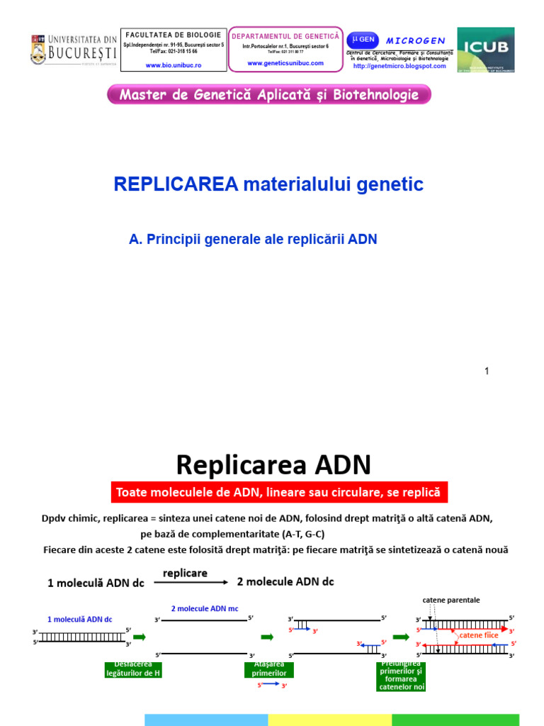 2a Replicarea ADN Principii Generale GAB 2023 | PDF