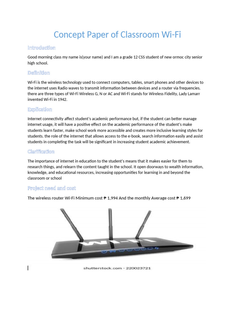 Concept Paper of Classroom Wi-fi | PDF