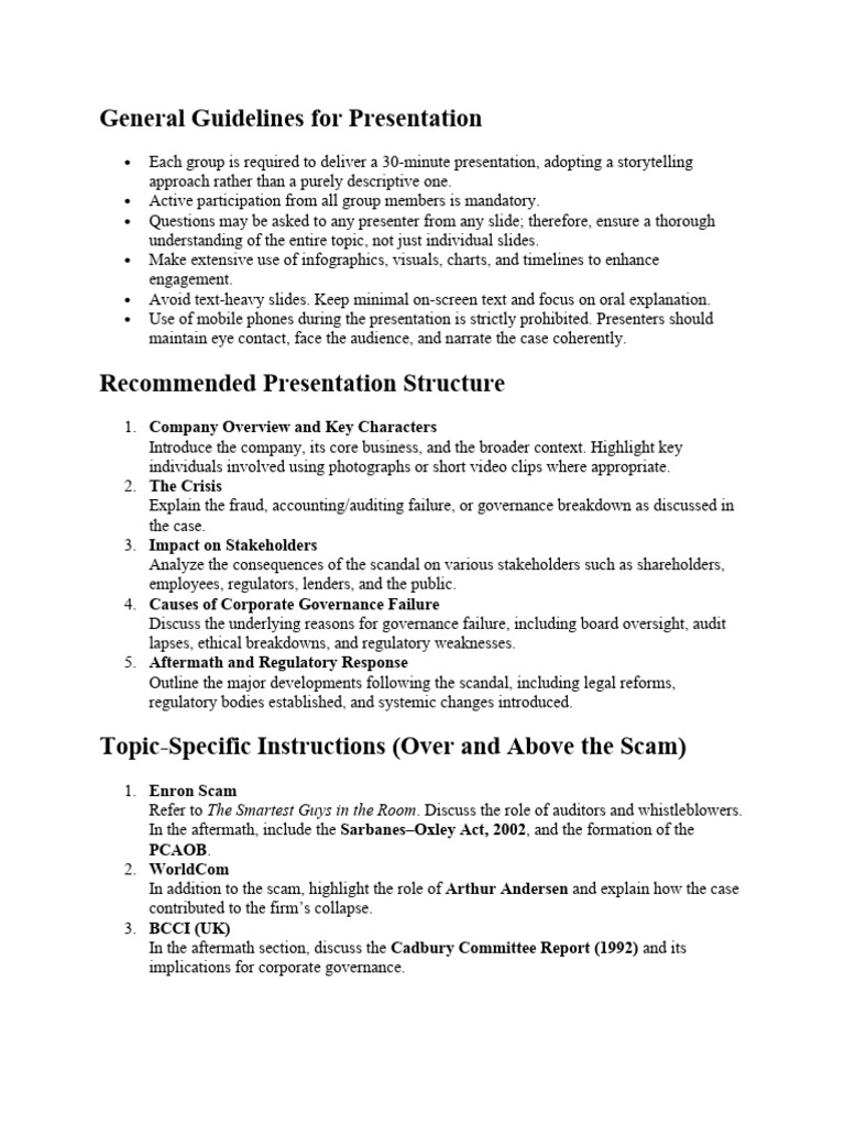 General Guidelines For Presentation | PDF | Business | Corporate Law