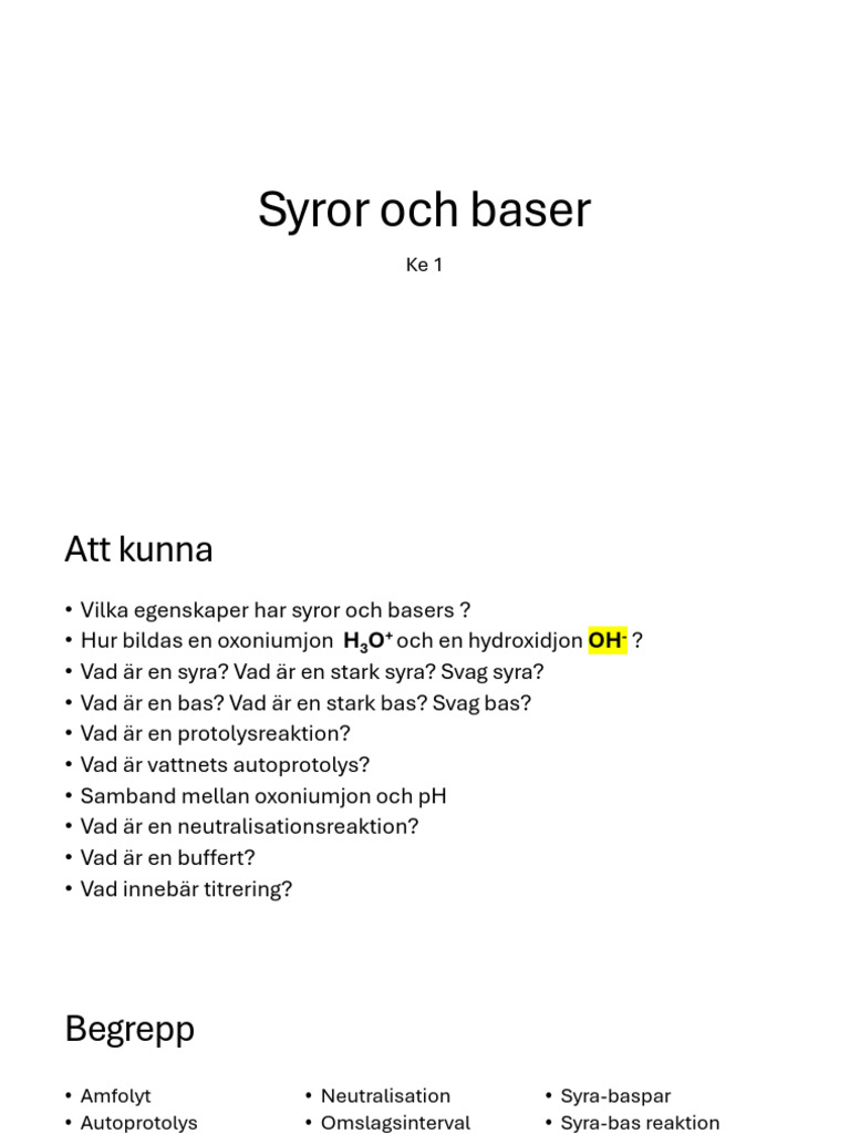 Syror Och Baser Del 1 | PDF