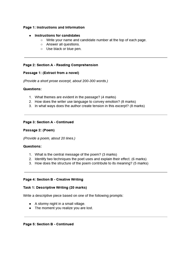 Page 1 - Instructions and Information | PDF | Poetry | Human Communication