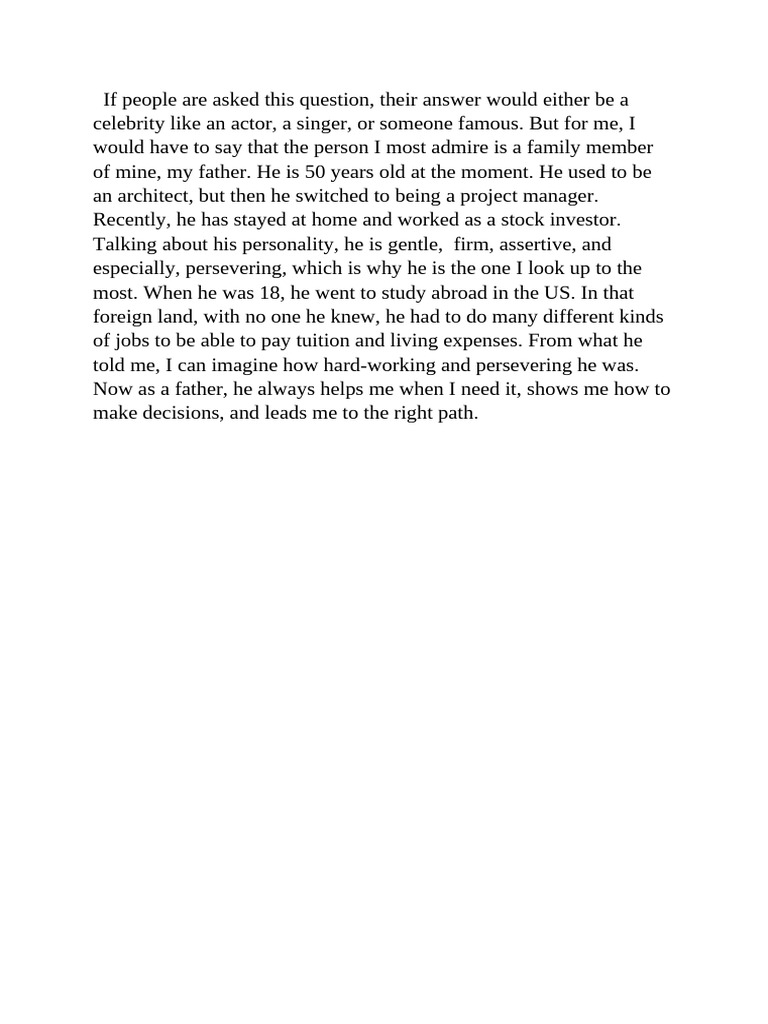 Speaking Part 1 - A Person You Admire | PDF