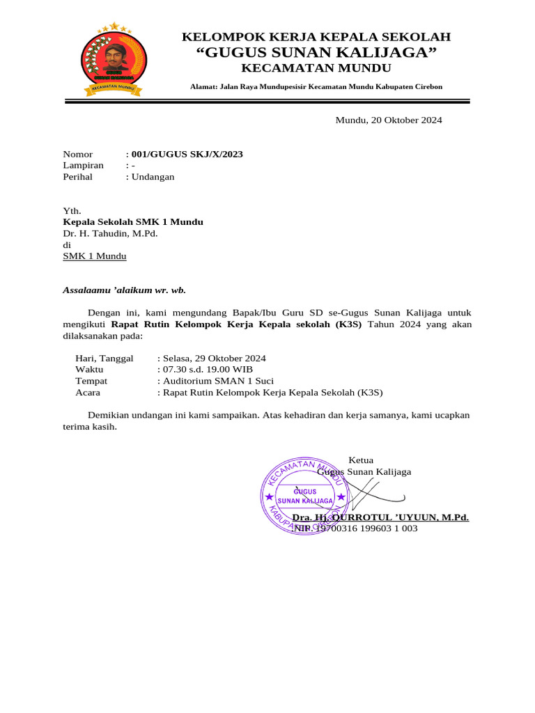 Cop Surat SDN 2 Mundupesisir | PDF