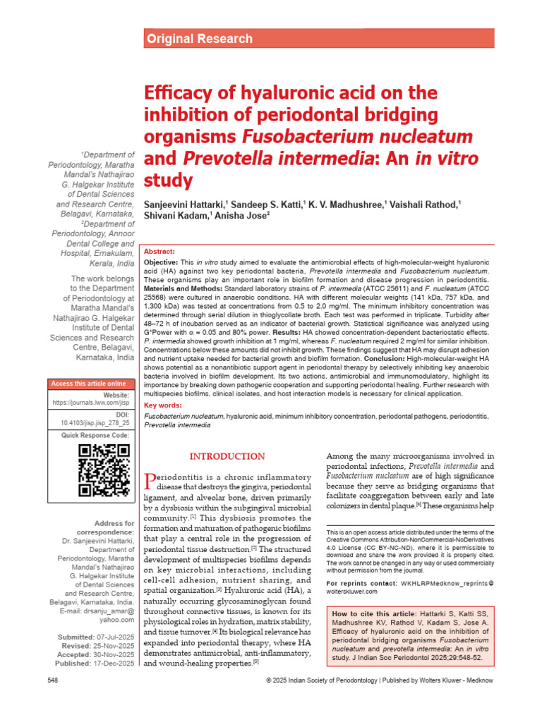 Efficacy of Hyaluronic Acid on the Inhibition of.16 | PDF | Biofilm ...