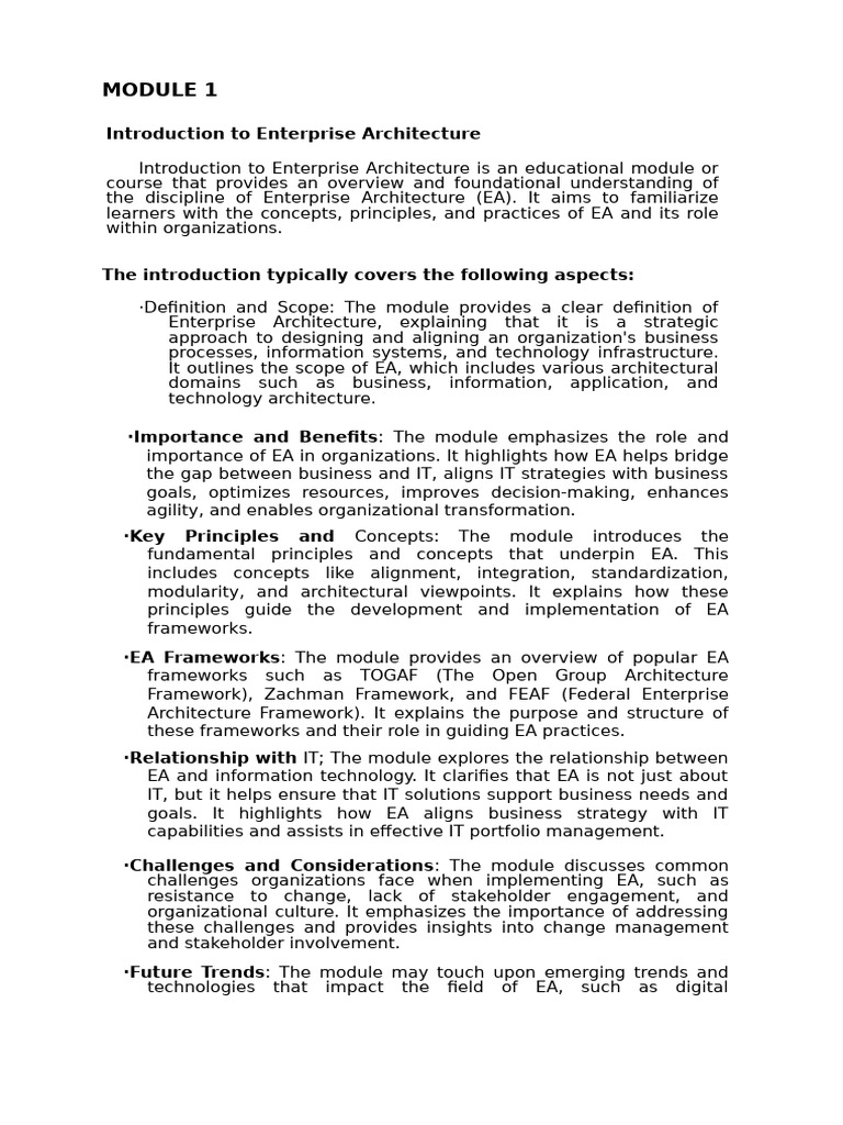 Module 1 | PDF | Enterprise Architecture | Interoperability