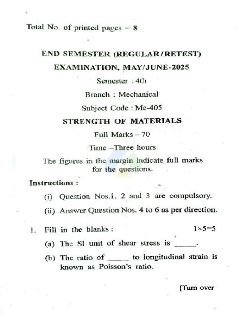 Strength of Material 2025 | PDF | Bending | Strength Of Materials