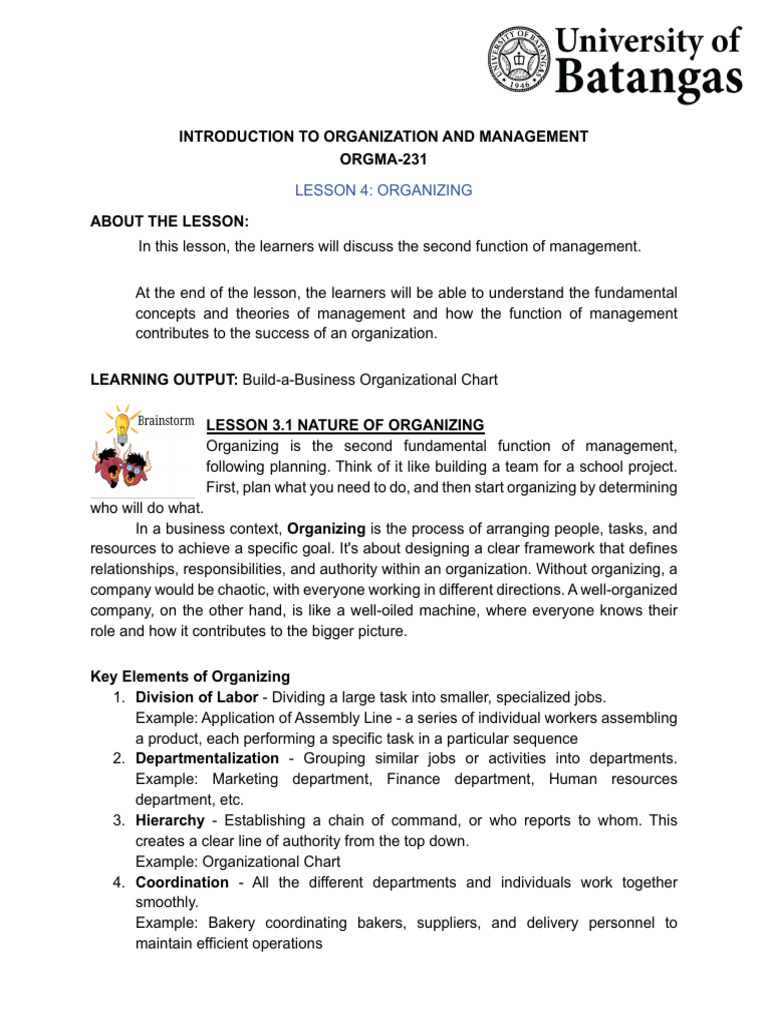 Chapter 4 - Organizing | PDF | Organizational Structure | Business