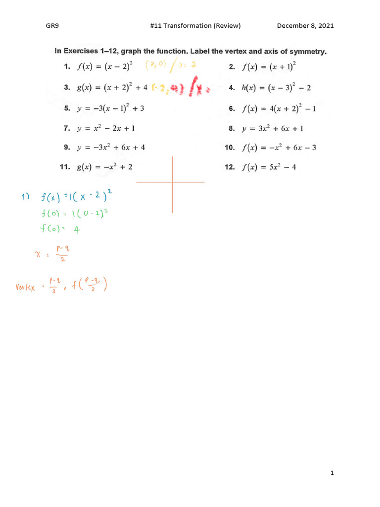 #14 Quadratic Function (Review) | PDF