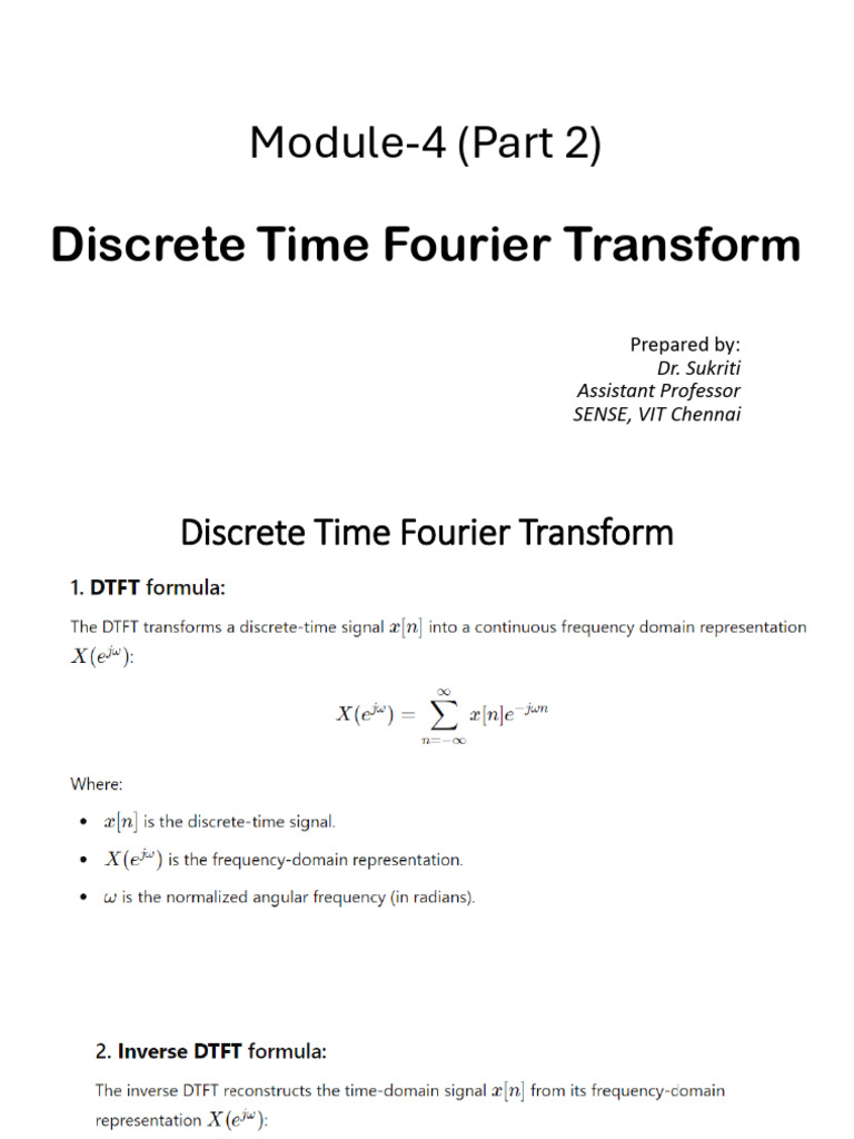 Module 4 SS Part 2 DTFT | PDF