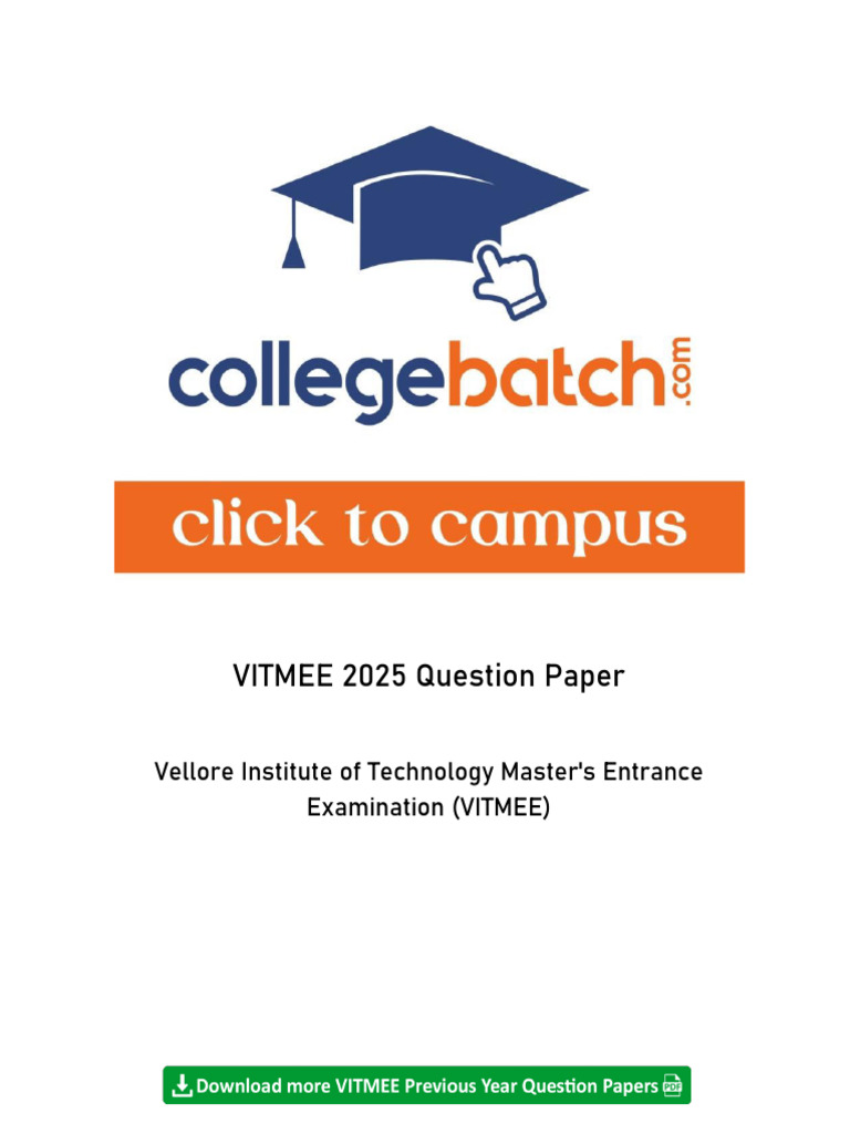 VITMEE 2025 Question Paper With Answer Key | PDF