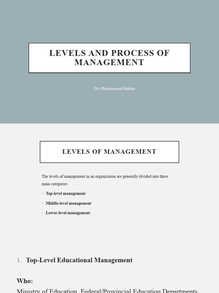 Levels and Process of Management | PDF