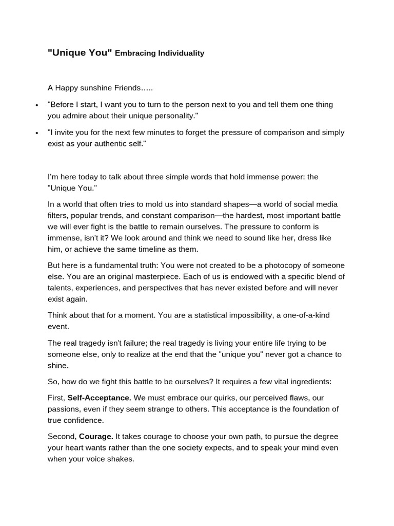 Unique You | PDF