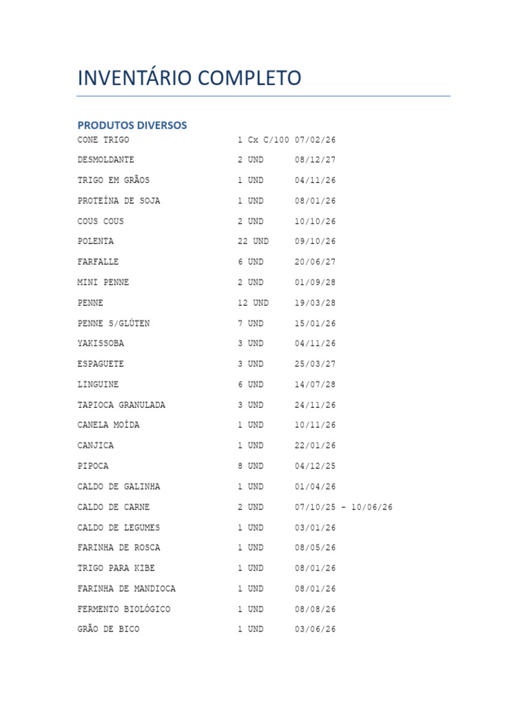 Inventario Completo Formatado | PDF
