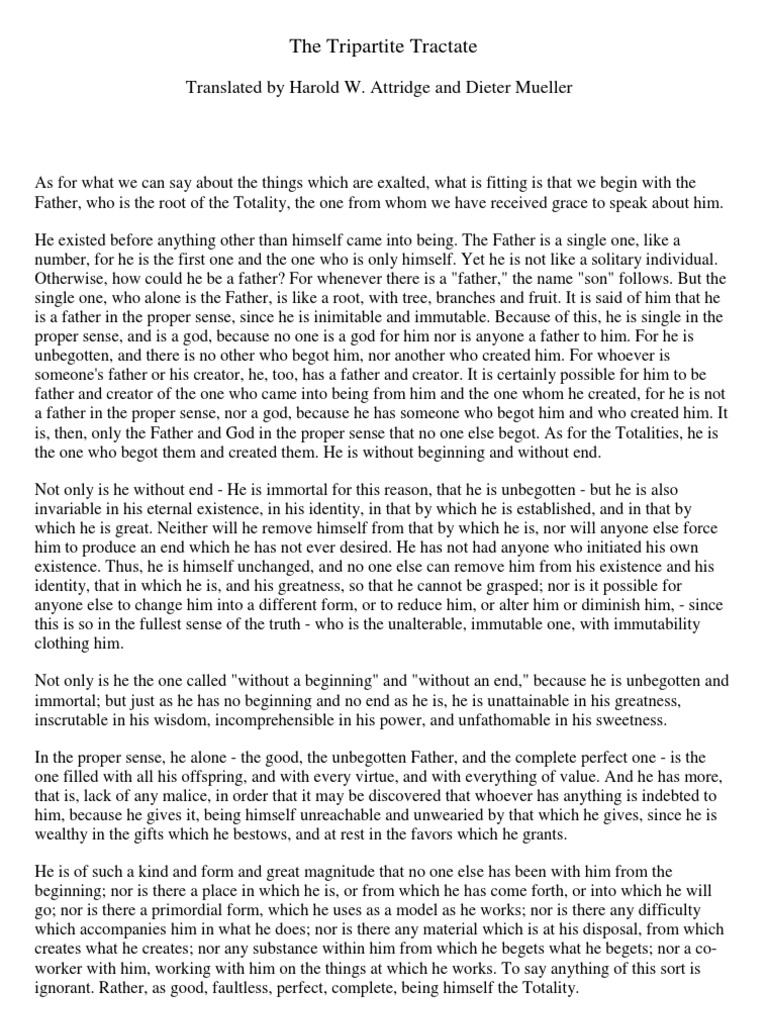 The Tripartite Tractate PDF Religious Belief And Doctrine