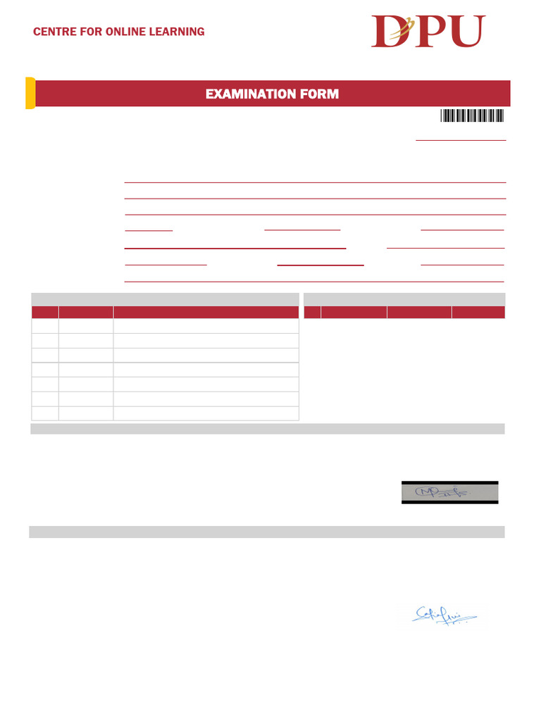 University Exam Form | PDF | Educational Stages | Qualifications