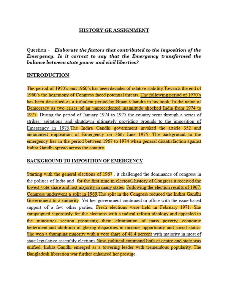 History Assignment | PDF | Government | Politics Of India
