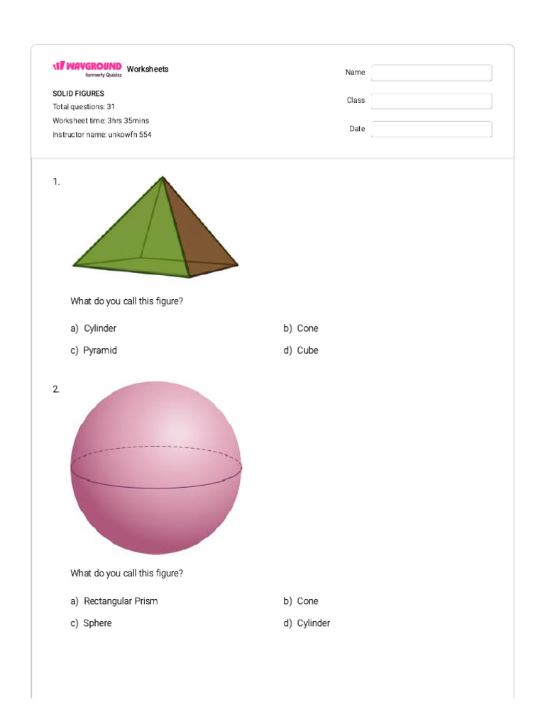 SOLID FIGURES - Wayground | PDF | Rectangle | Sphere