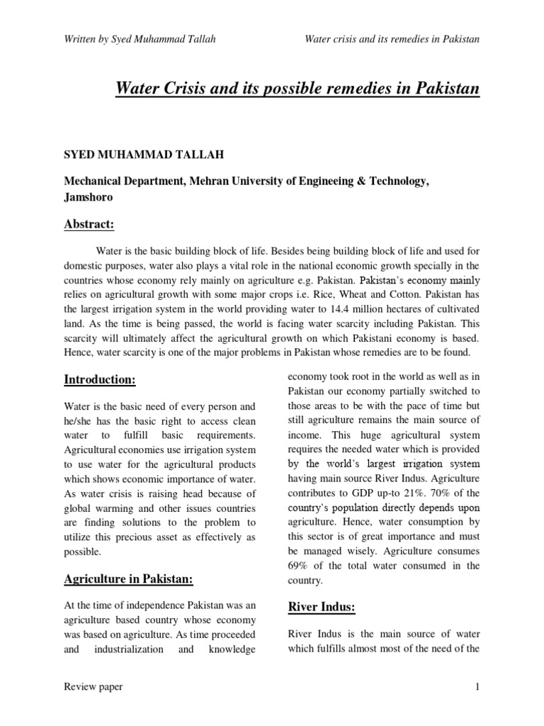 Water Crisis and Its Possible Solutions | PDF | Agriculture | Water ...
