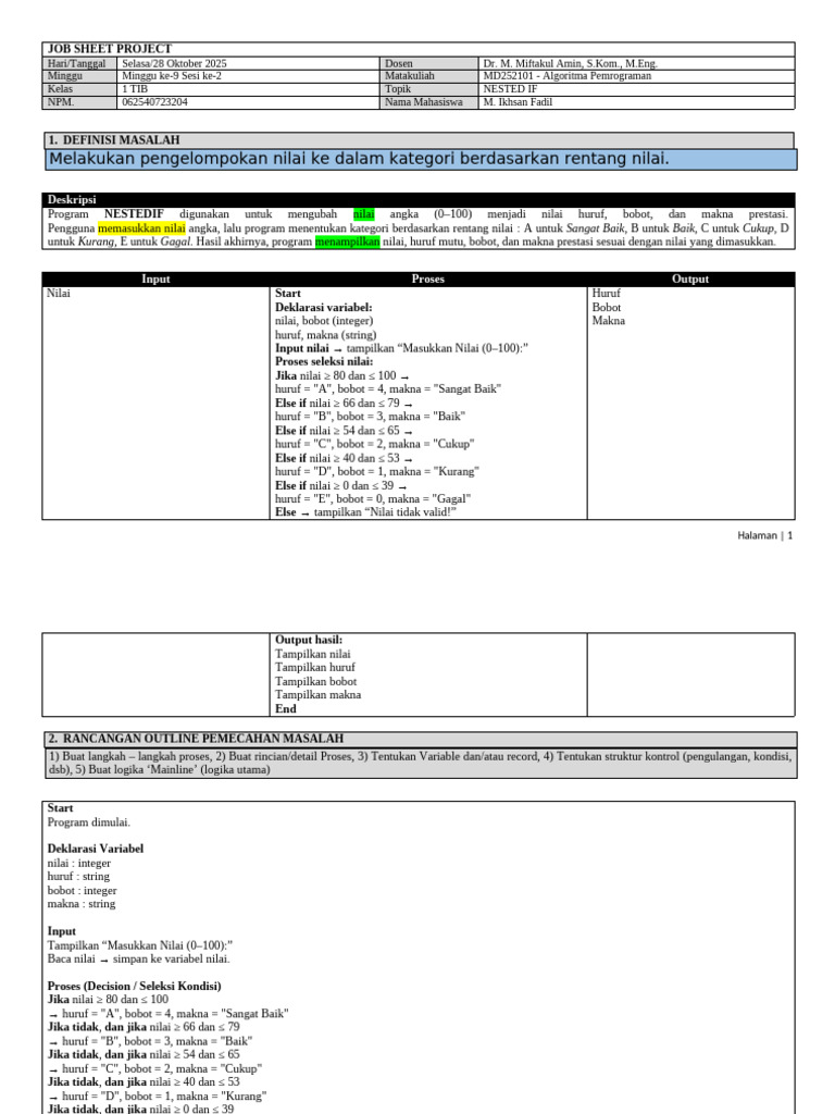 Jobsheet Template 2 | PDF