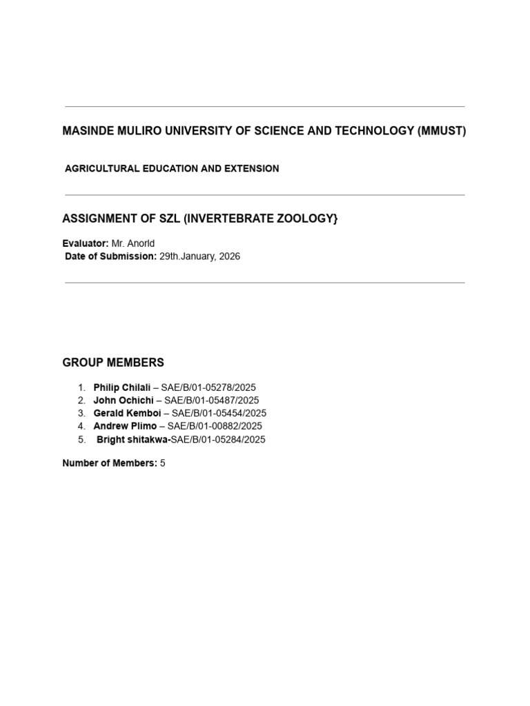 Szl Assignment (1) | PDF | Sponge | Insects