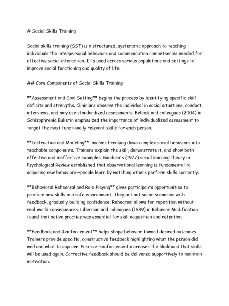 Social Skills Training (1) | PDF | Social Skills | Autism