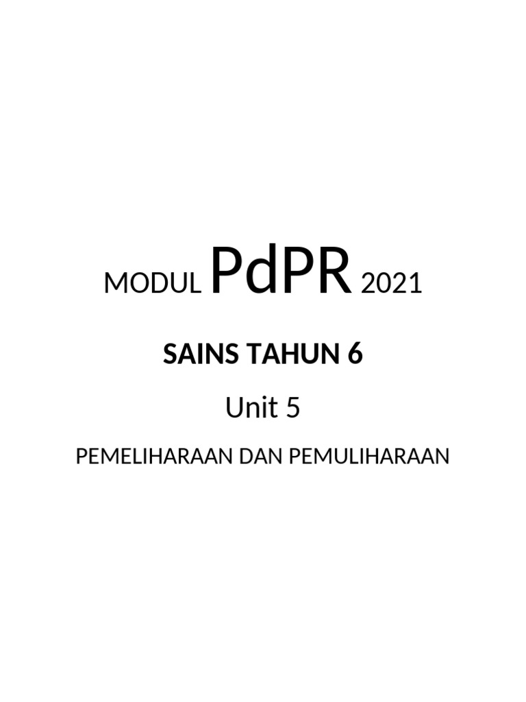 Modul PDPR 2021 Sains t6 Unit 5 Dan 6 | PDF