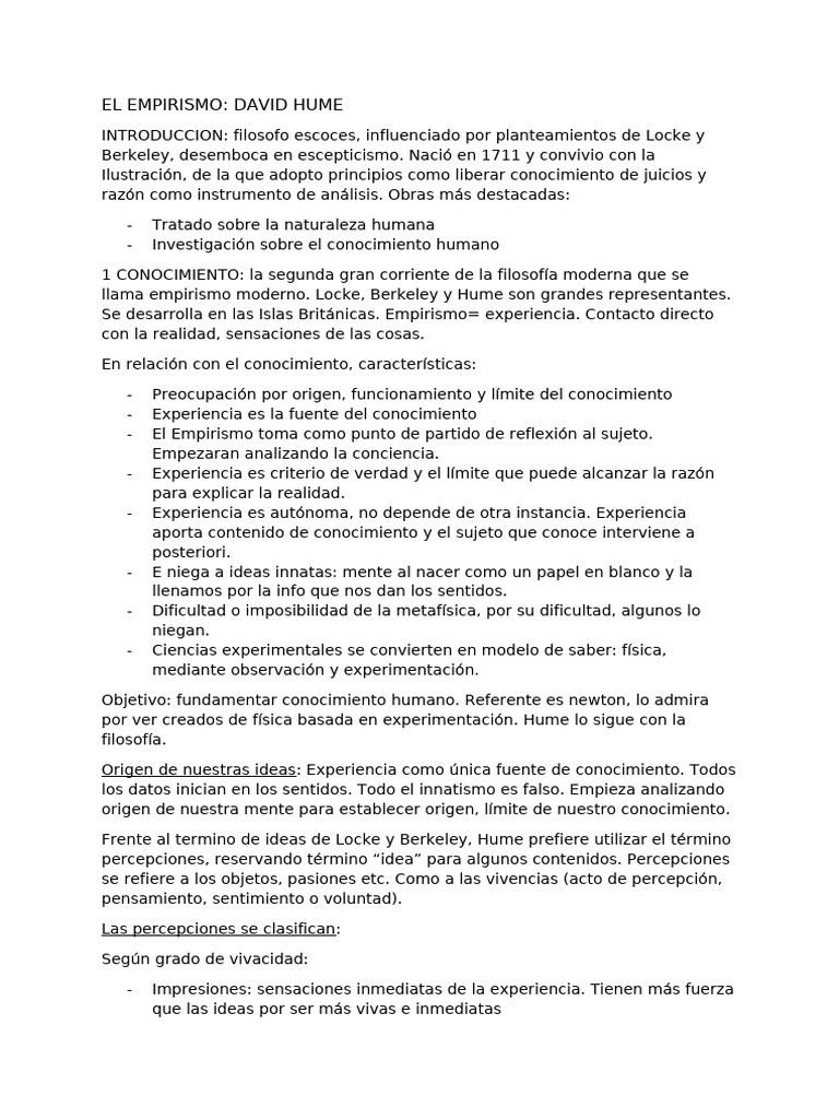 El Empirismo David Hume | PDF | David Hume | Empirismo
