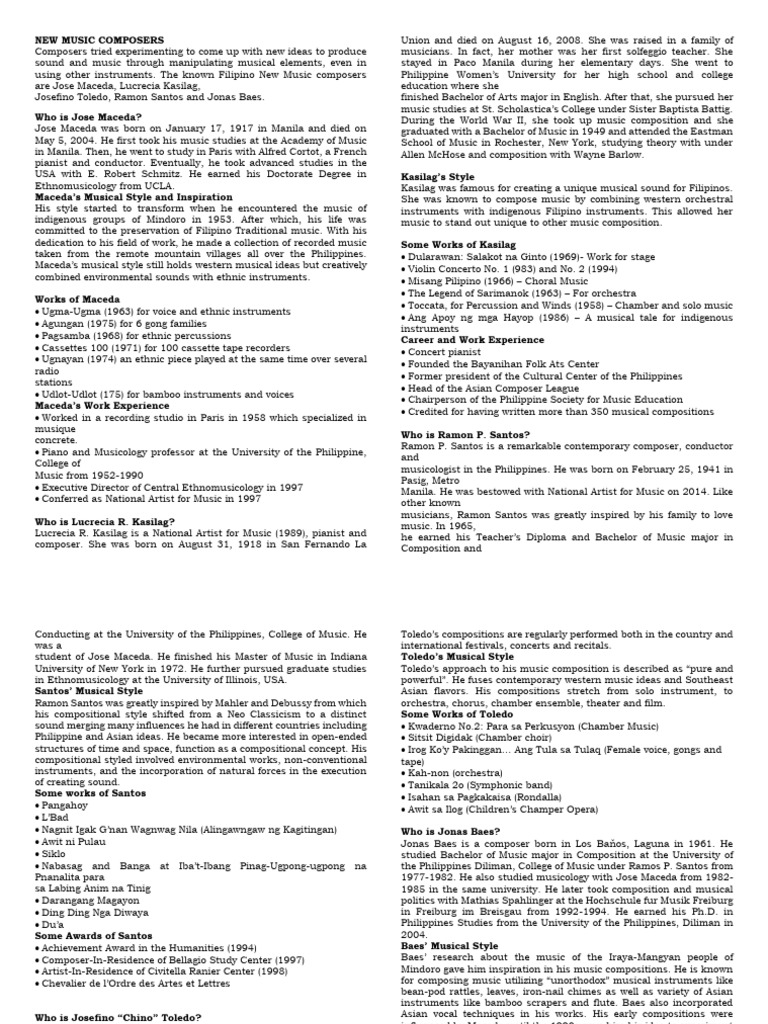 Music Quarter 3 Activity #2 | PDF | Entertainment | Performing Arts