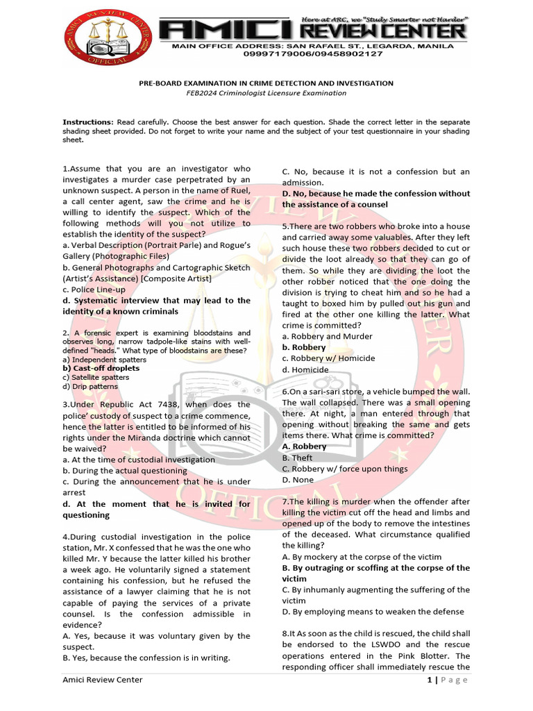 Feb2024 Pbe Cdi Answer Key | PDF | Illegal Drug Trade | Fires
